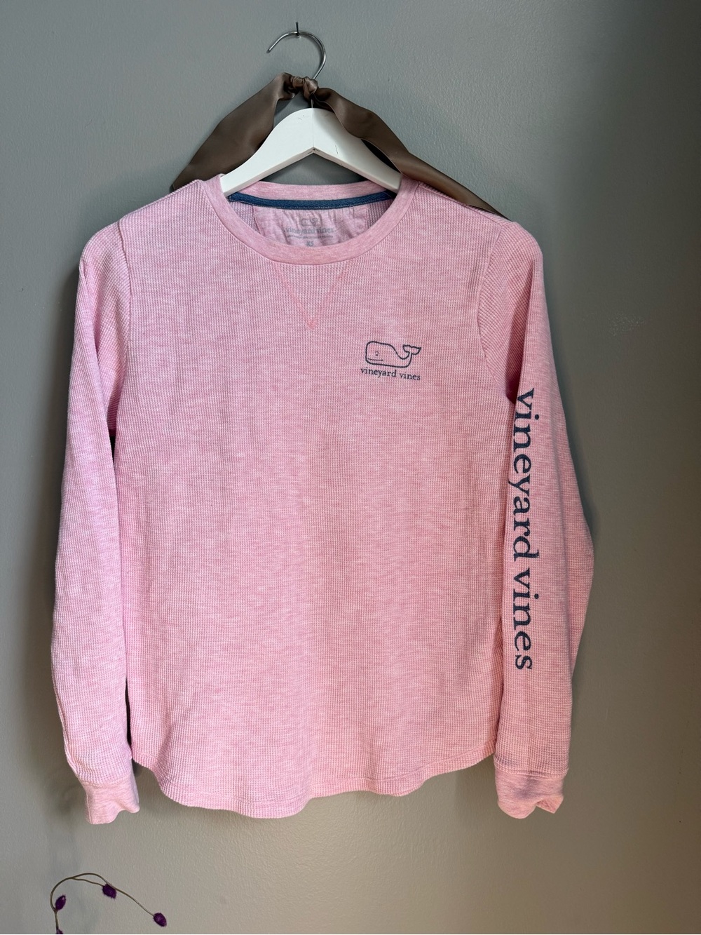 Pink Vineyard Vines Long Sleeve Vintage Whale Pocket T.